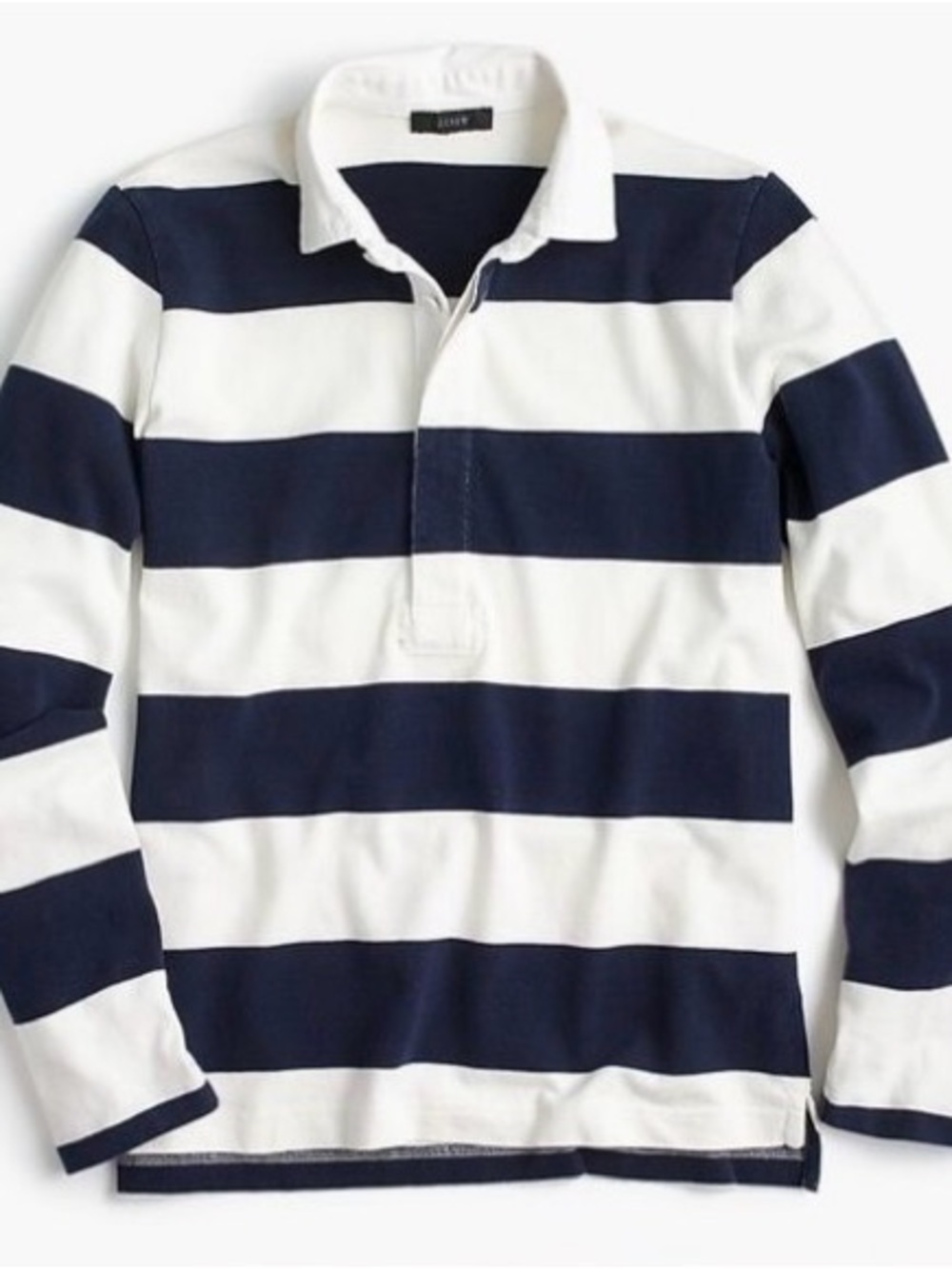 J. Crew Navy and Ivory 1984 Striped Rugby Shirt